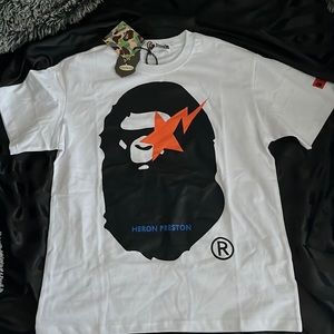 Bape x Heron Preston White Bapesta tee